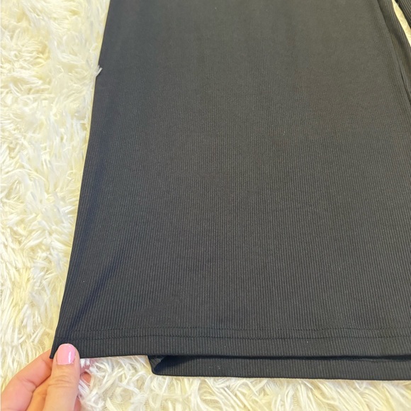 Cider Wide Leg Pants Black Ribbed Pants Summer Pants Black Wide Leg Pants - Picture 2 of 6